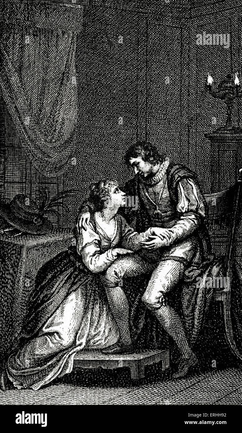 Johann Wolfgang von Goethe - Darstellung einer Szene aus seiner Tragödie "Egmont", 1788 mit Egmont und Klara.  Deutscher Schriftsteller und Stockfoto