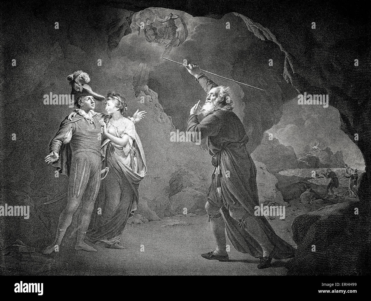 Shakespeares The Tempest - Akt IV Szene I. Prospero, Ferdinand und Miranda.  Prospero: "wie ich dir vorhergesagt, waren alle Stockfoto