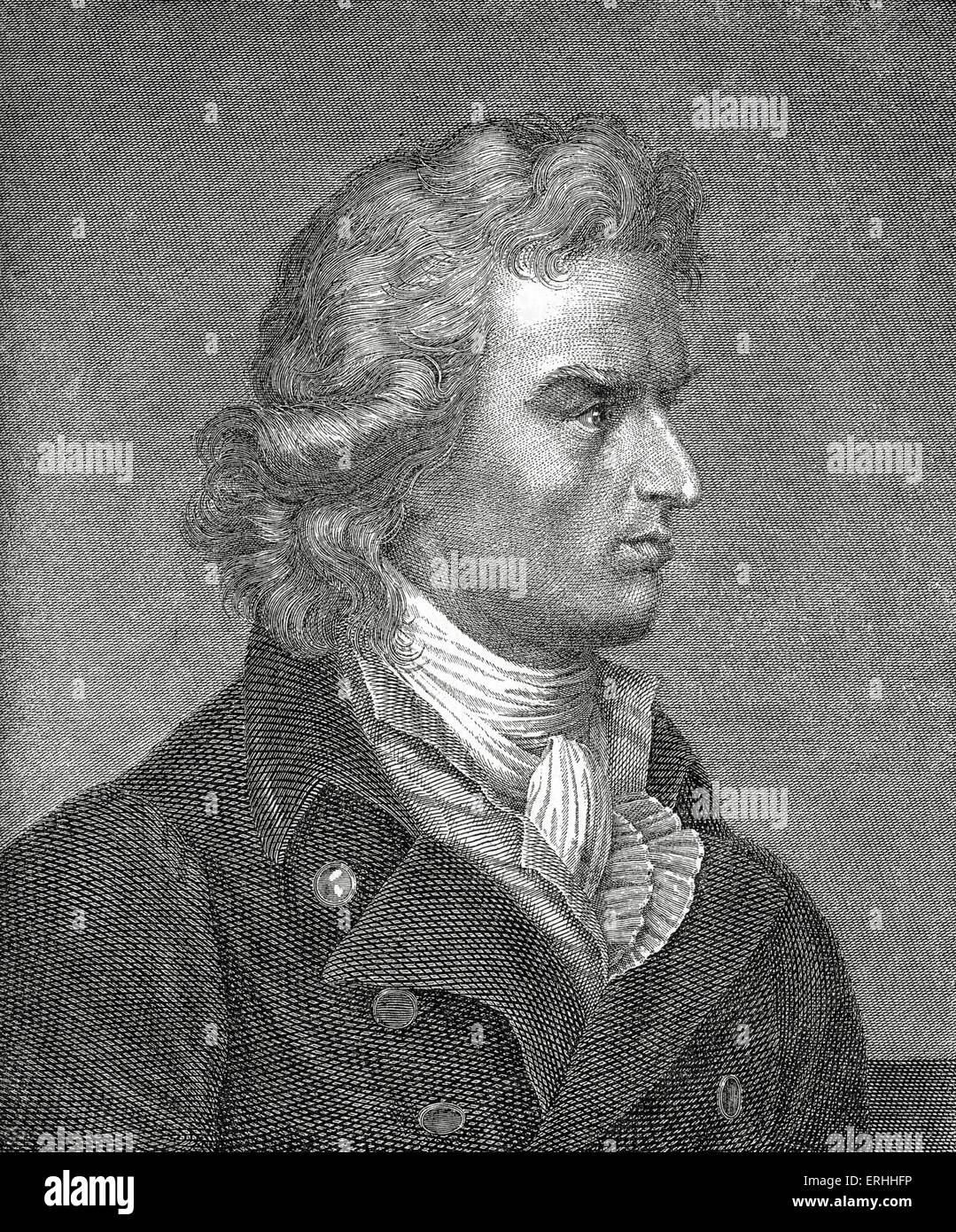 Friedrich von Schiller - Porträt. Deutscher Dichter und Dramatiker 10. November 1759 - 9. Mai 1805.  Schrieb "Ode an die Freude" (Beethovens Stockfoto