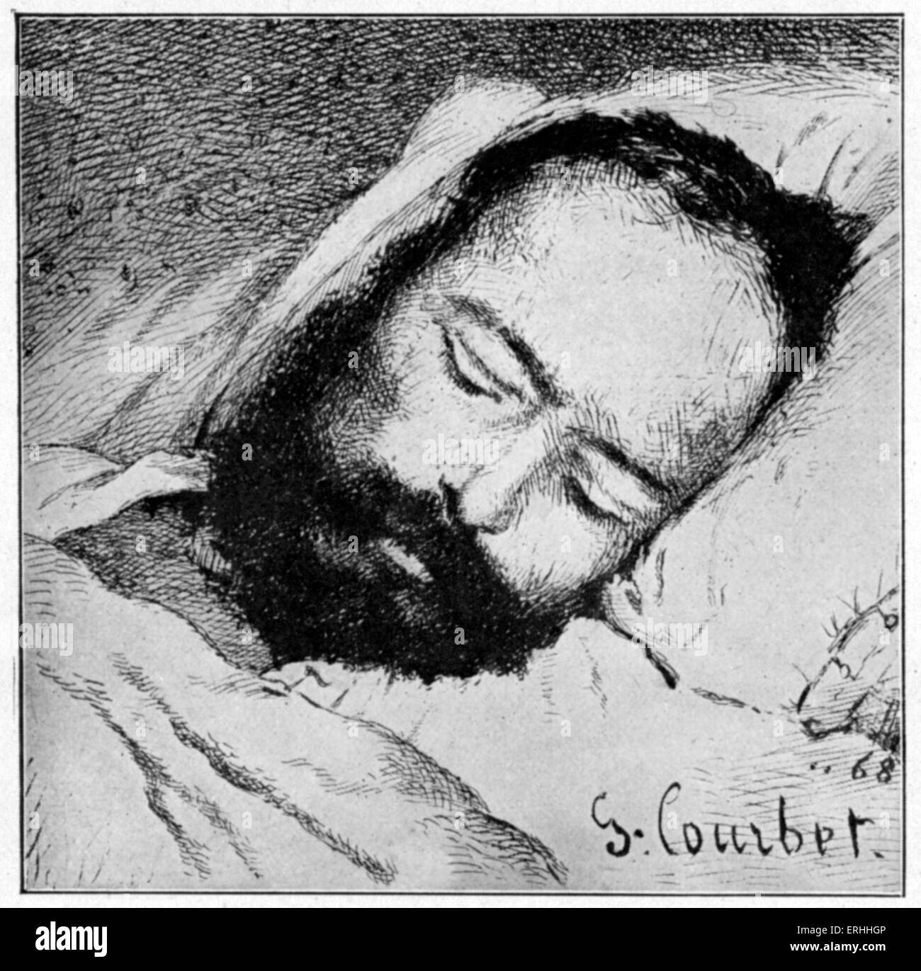 Pierre - Joseph Proudhon auf dem Sterbebett liegend.  Französischer Ökonom und Schriftsteller 15. Januar 1809 - 19. Januar 1865.  Von Courbet. Stockfoto