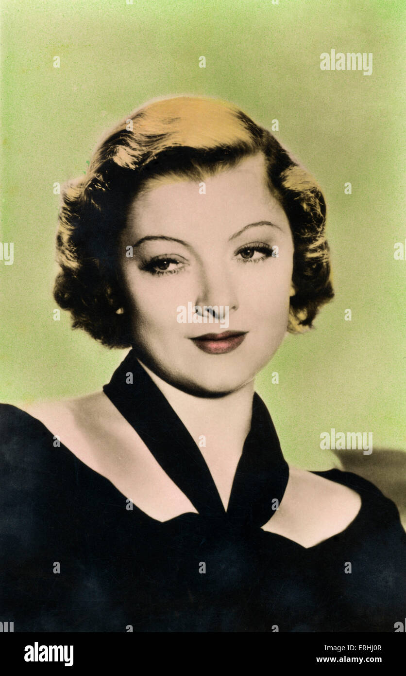Myrna Loy - Porträt der amerikanischen Filmschauspielerin 2. August 1905 – 14. Dezember 1993. Geb. Myrna Adele Williams. Werbung immer noch. Stockfoto