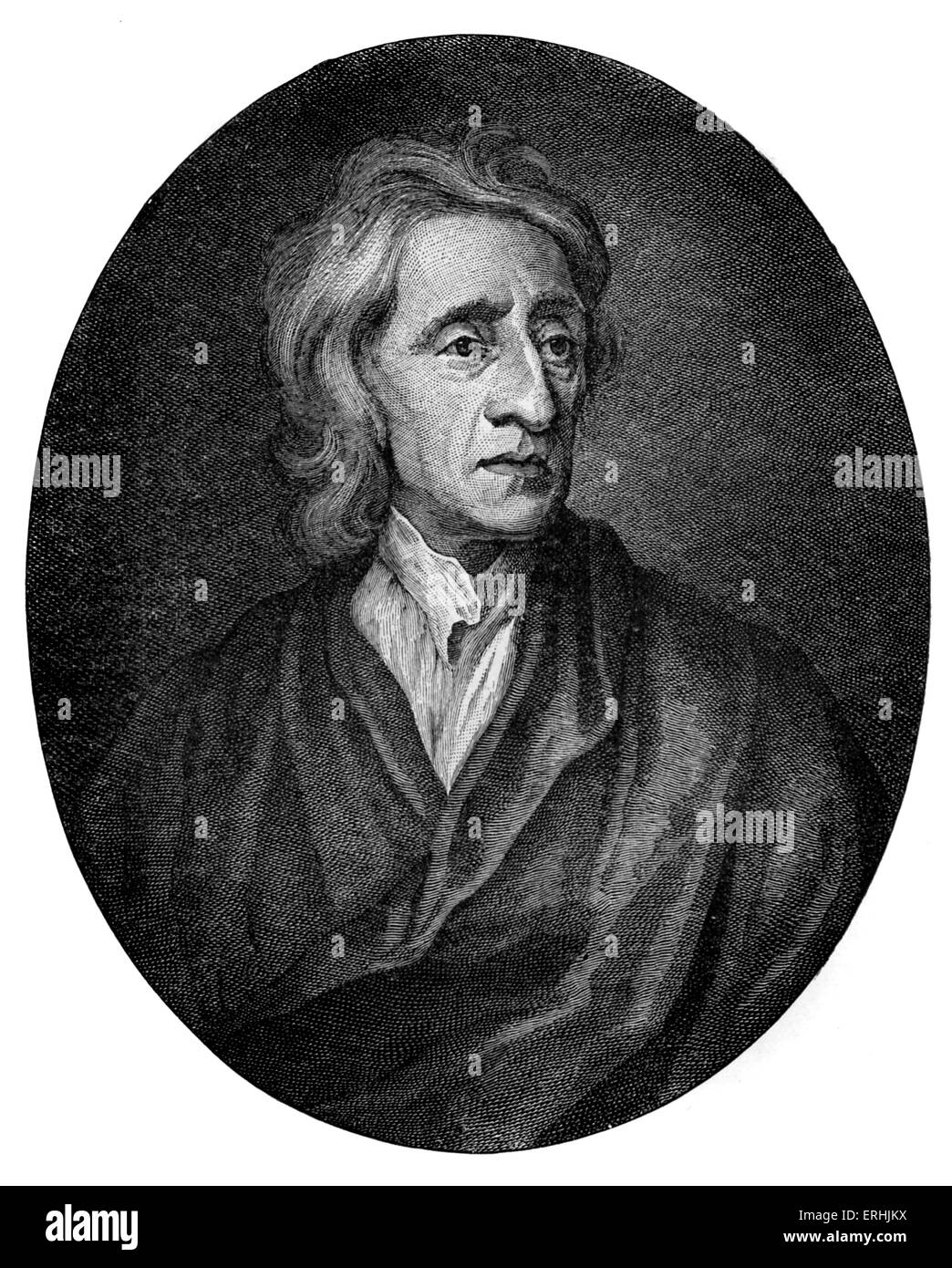 John Locke - kan ist ein Bild von Sir Godfrey Kneller Gravur. Englischer Philosoph, 1632-1704 Stockfoto