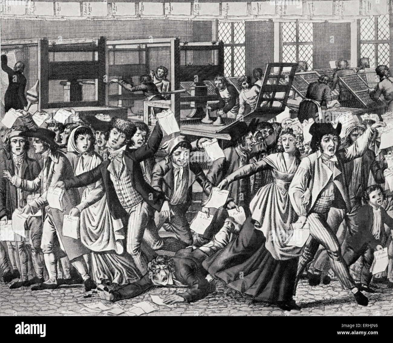 Die Freiheit der Presse. Nach einem Stich den damals beliebten. Gesetz über die Freiheit der Presse 29. Juli 1881 - Frankreich. Stockfoto