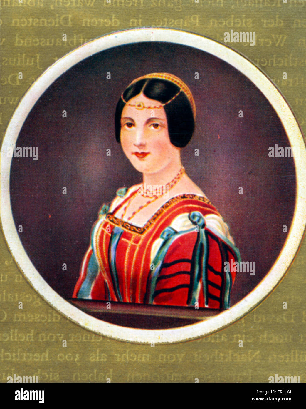 Lucrezia Crivelli. Porträt der zweiten Herrin Ludovico Sforza. Sie war das Modell Leonardo da Vinci für "La Belle Stockfoto