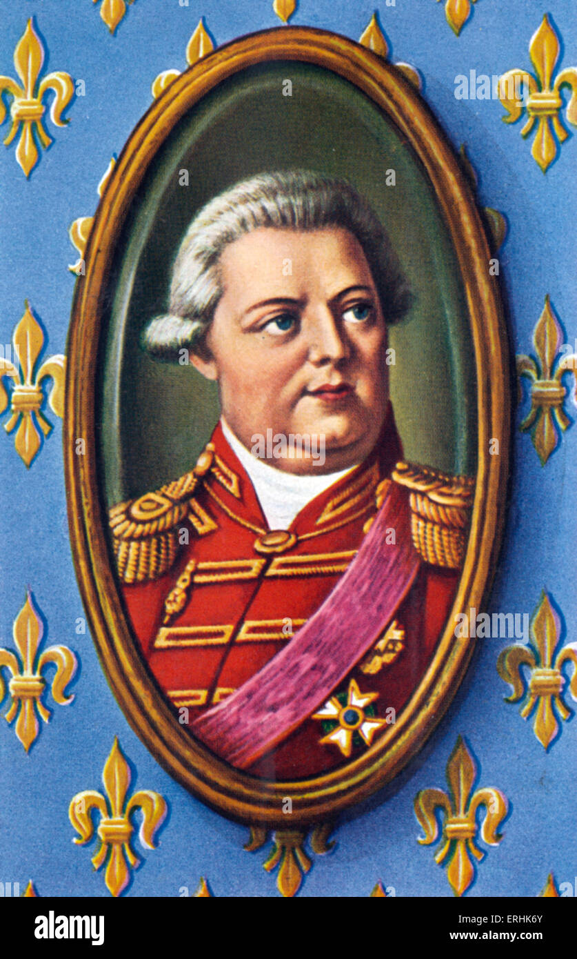 Ludwig XVIII. Portrait des Königs von Frankreich und Navarra. Nach einer Miniatur von Jean-Baptiste Isabey. 17. November 1755 - 16 Stockfoto