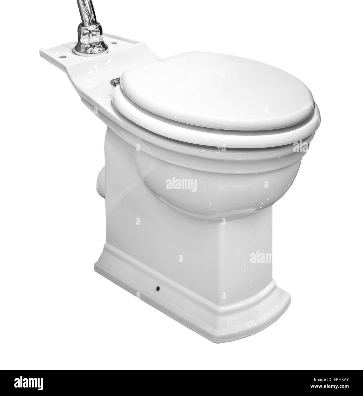 Eine WC-Schüssel isoliert auf weißem Hintergrund Stockfoto