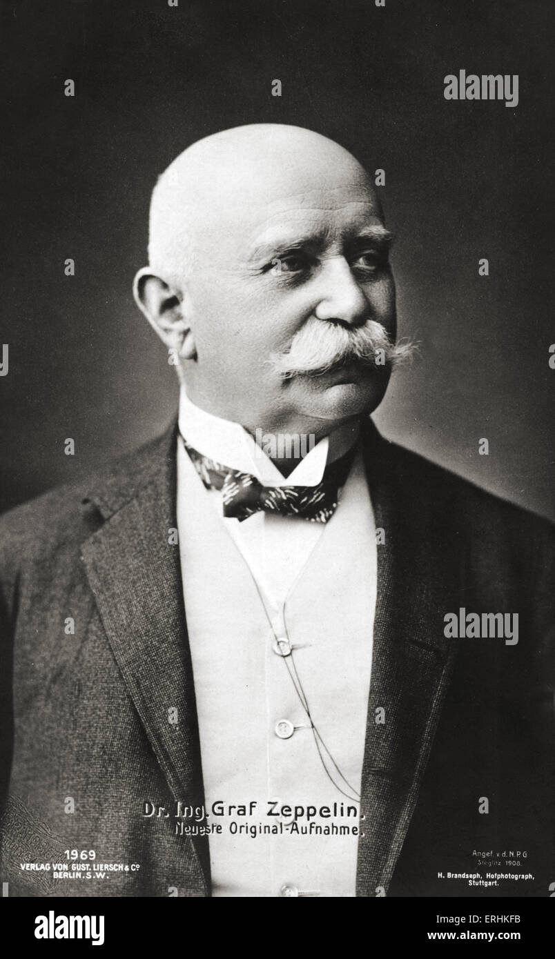 Ferdinand Graf von Zeppelin - Porträt der deutschen Firmengründer Zeppelin Luftschiff... 8. Juli 1838 - 8. März 1917. Stockfoto