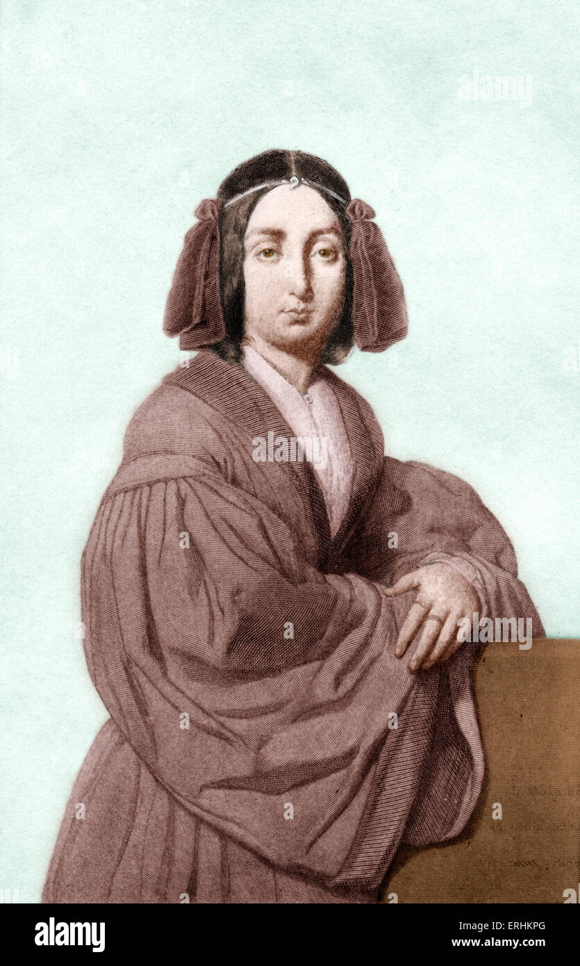 George Sand, Portrait. Französischer Schriftsteller, 1804-1876.  Beziehung zu Chopin. Pseudonym von Amantine Lucile Aurore Dupin, später Stockfoto