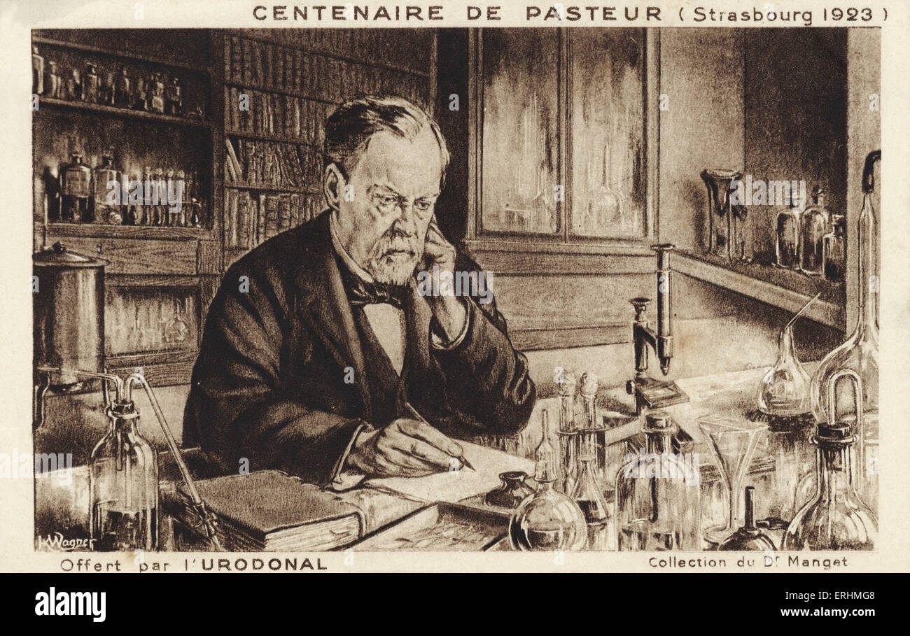 Louis Pasteur - französischer Chemiker. Bildunterschrift lautet "Centenaire de Pasteur". / Hundertjahrfeier der LP Geburt.  LP: 27. Dezember 1822-28 Stockfoto