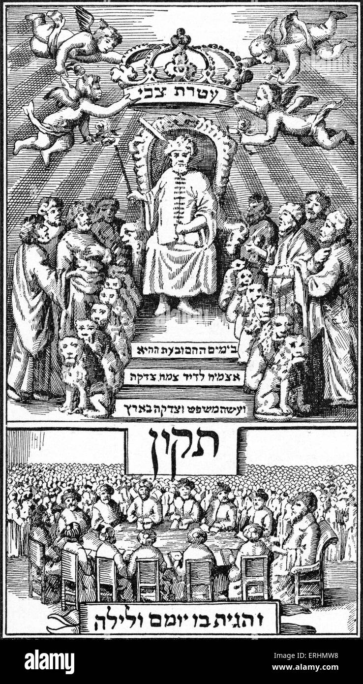 Shabbetai Tzvi / Sabbetai - der falsche Messias auf dem Thron. ST: 22. Juli 1626 - möglicherweise 30. September 1676. Jüdische Rabbiner und Stockfoto