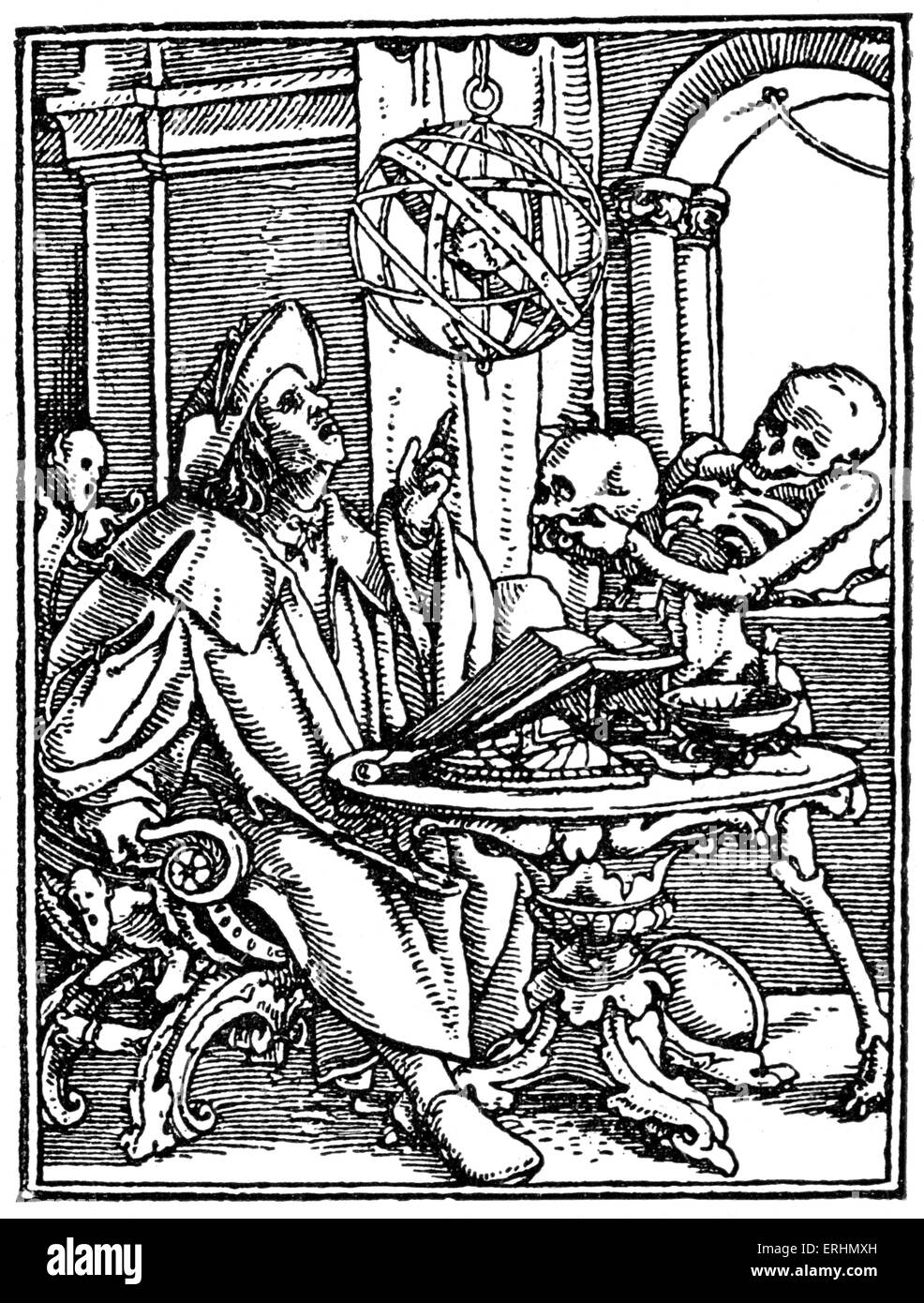 Der Totentanz (Danse Macabre oder Dance of Death) - spätmittelalterlichen Allegorie zeigt personifizierten Tod. Holzschnitt / Gravieren von Hans Stockfoto