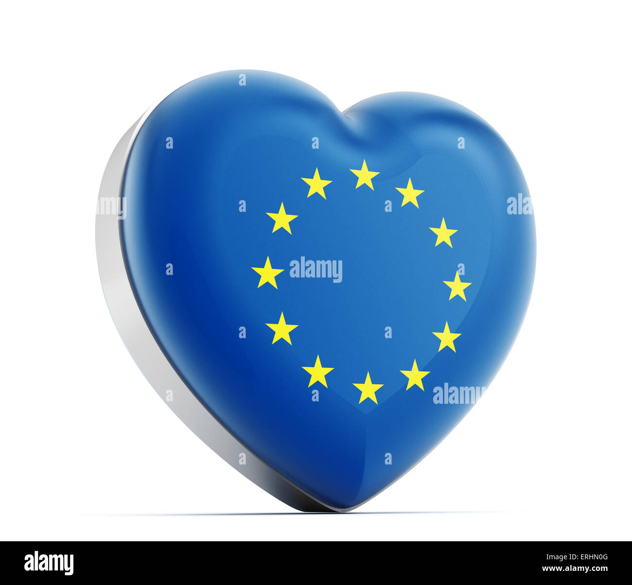 Ich liebe Europäische Union EU-Flagge in Herzform. Stockfoto