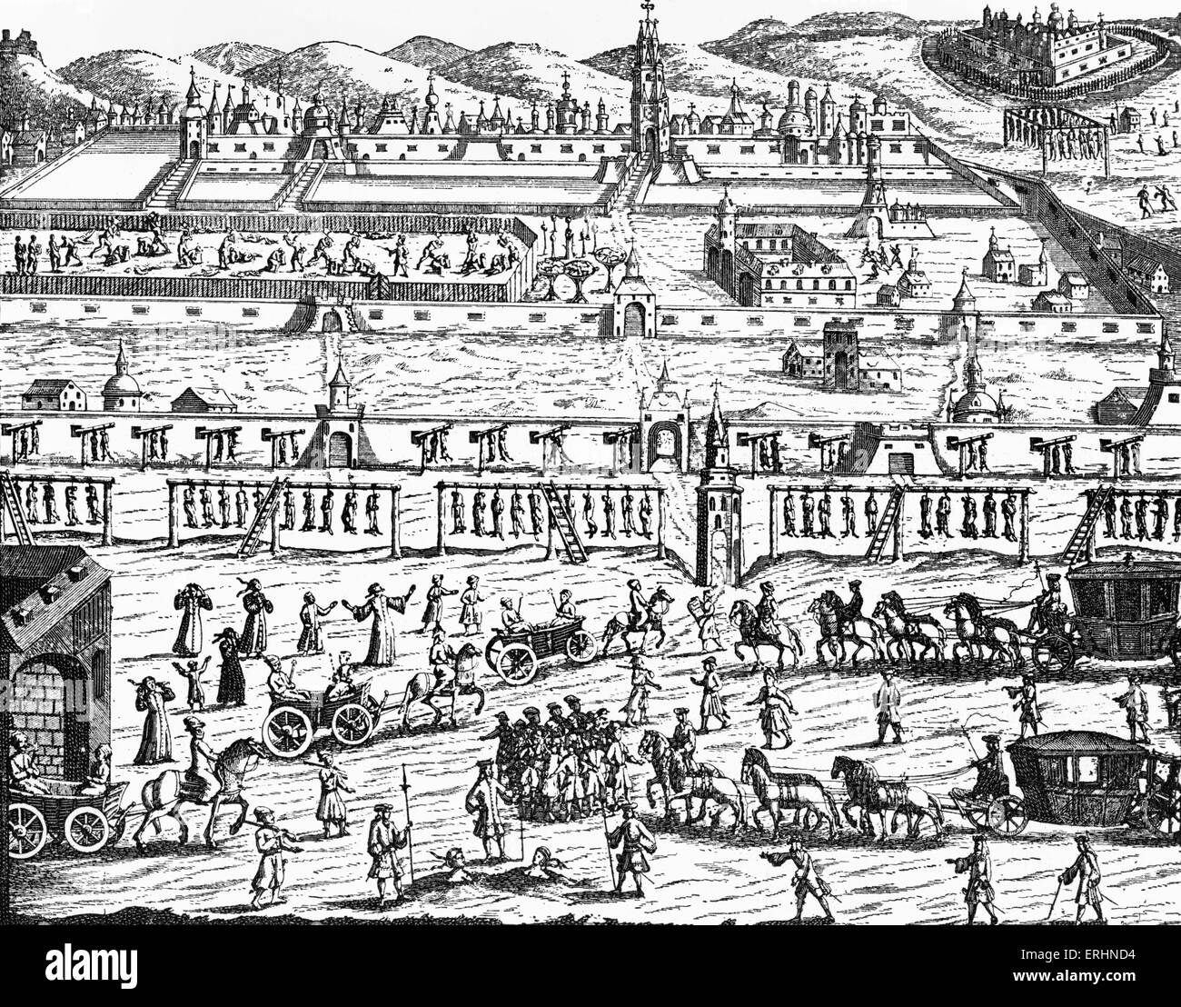 Ausführung der Strelitzen (auch bekannt als die Strelets Truppen), Russland, 1699. Kupferstich von Korb, aus "Diarium Itineris Stockfoto