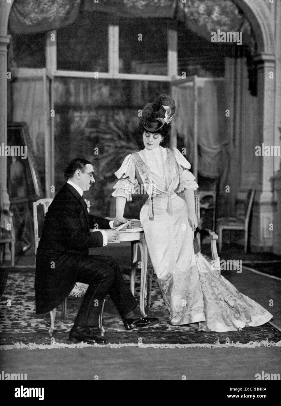 La Piste von Victorien Sardou mit Gabrielle Rejane als Florenz Rebillon und Brasseur als Casimir Rebillon im Theater des Stockfoto