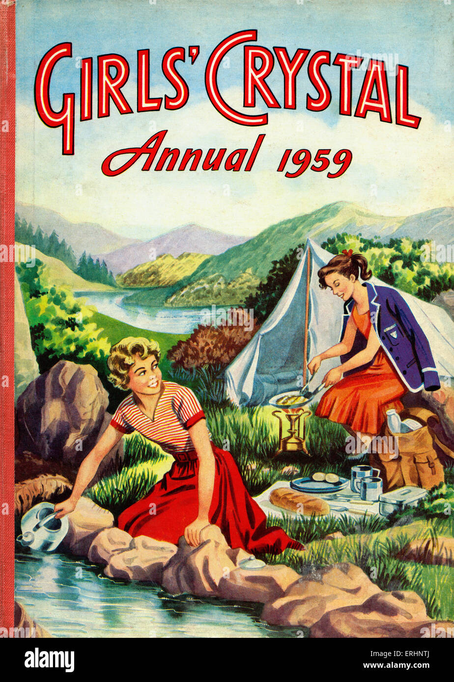 Girls' Crystal Annual 1959 herausgegeben von Amalgamated Press Ltd, 1958. Stockfoto