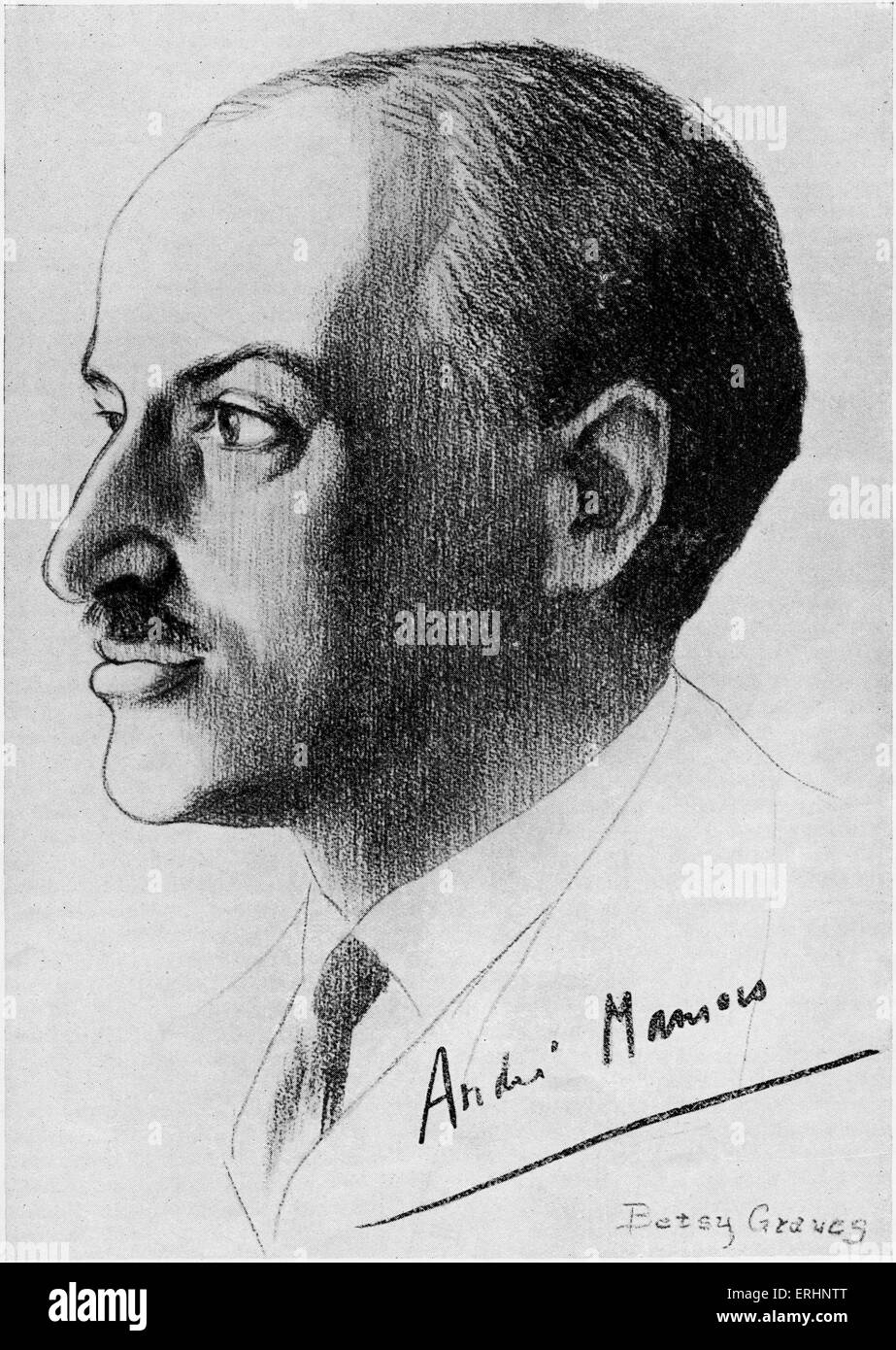 Andre Maurois-c.1931. Französischer Autor und Literat: 26. Juli 1885 – 9. Oktober 1967. Aus einer Zeichnung von Frau Betsy Graves Stockfoto