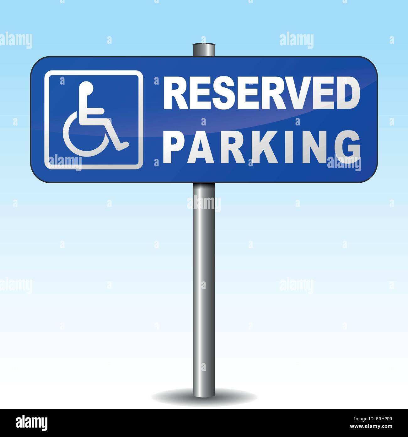 Vektor-Illustration von Behindertenparkplatz Zeichen am Himmelshintergrund Stock Vektor