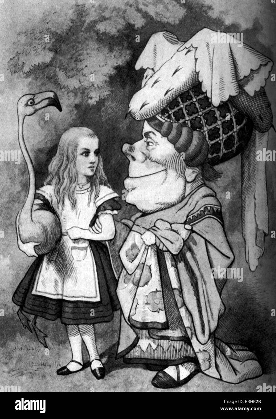 Alice im Wunderland - mit der Herzogin. Von "Alices Abenteuer im Wunderland" von Lewis Carroll. LC: Englisch Autor, 27. Januar 1832 – 14. Januar 1898. Illustration von John Tenniel: 28. Februar 1820 – 25. Februar 1914. Stockfoto