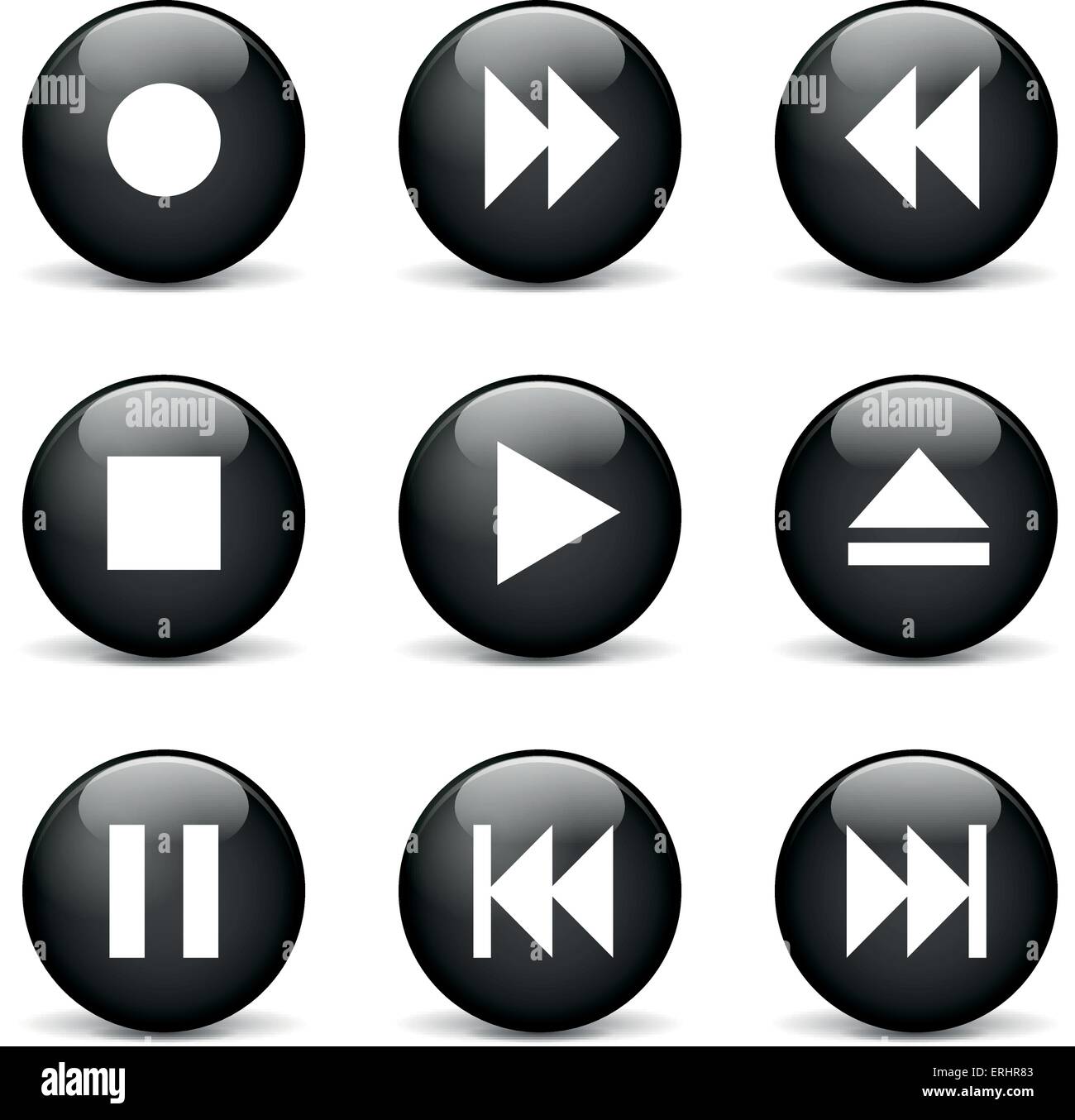 Vektor-Illustration der Media-Player-Symbole auf weißem Hintergrund Stock Vektor