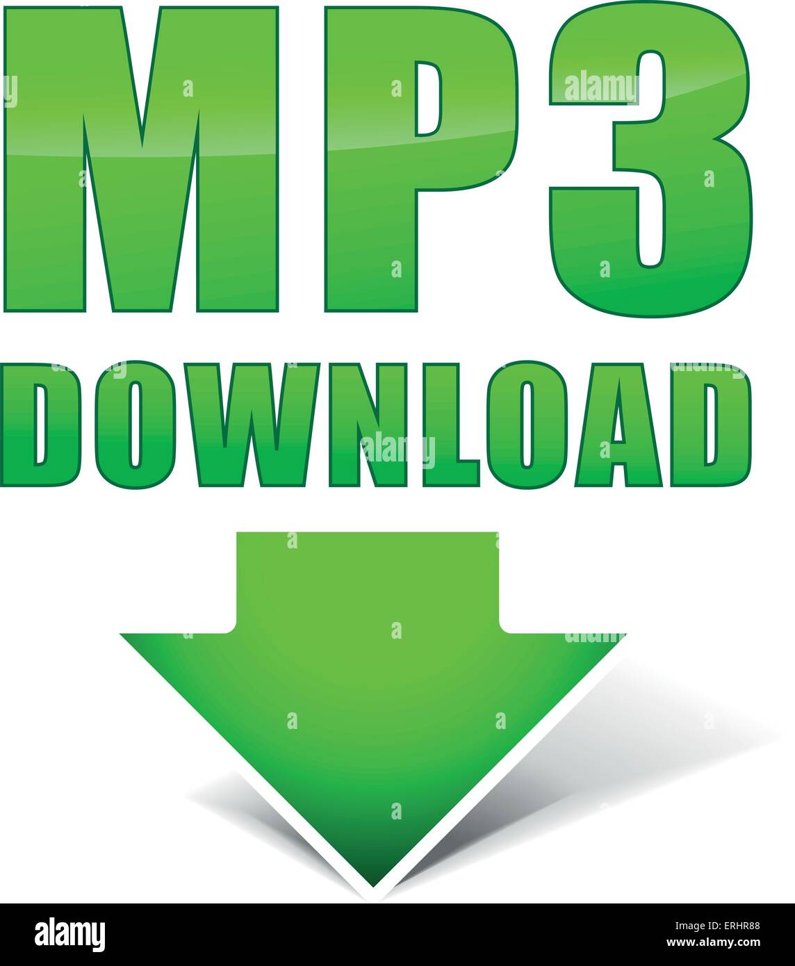 Vektor-Illustration von grünen mp3 download Symbol auf weißem Hintergrund Stock Vektor