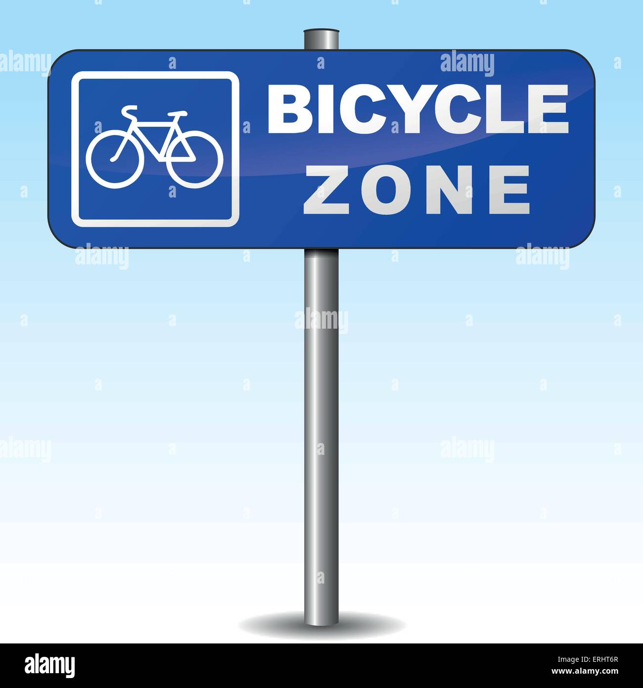 Vektor-Illustration von Fahrrad Zone Wegweiser am Himmelshintergrund Stock Vektor