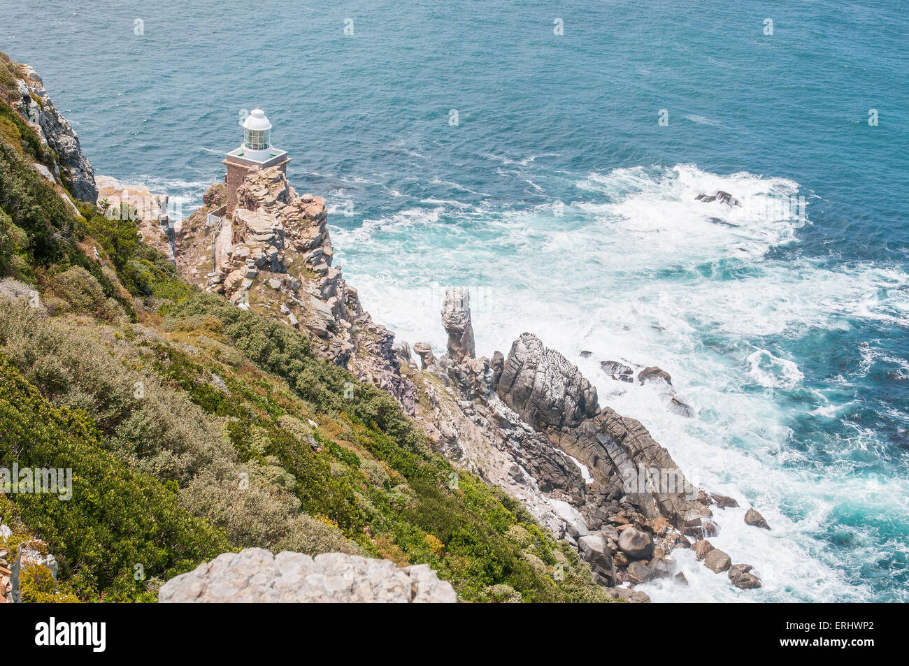 Neuer Leuchtturm in Dias Point, Cape Point im Table Mountain National Park. 87 Meter über dem Meeresspiegel gebaut Stockfoto