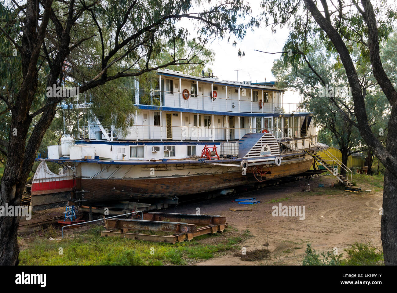 Seite Rad Raddampfer "Coonawarra" auf dem Murray River in South Australia, Australien Stockfoto