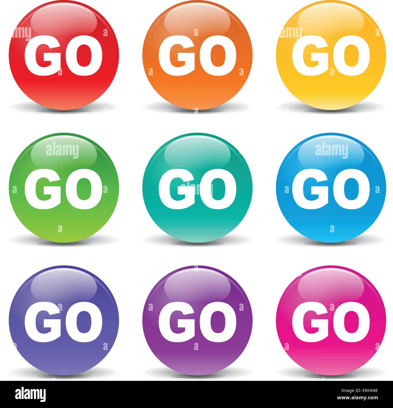 Vektor-Illustration von Go Set Icons auf weißem Hintergrund Stock Vektor