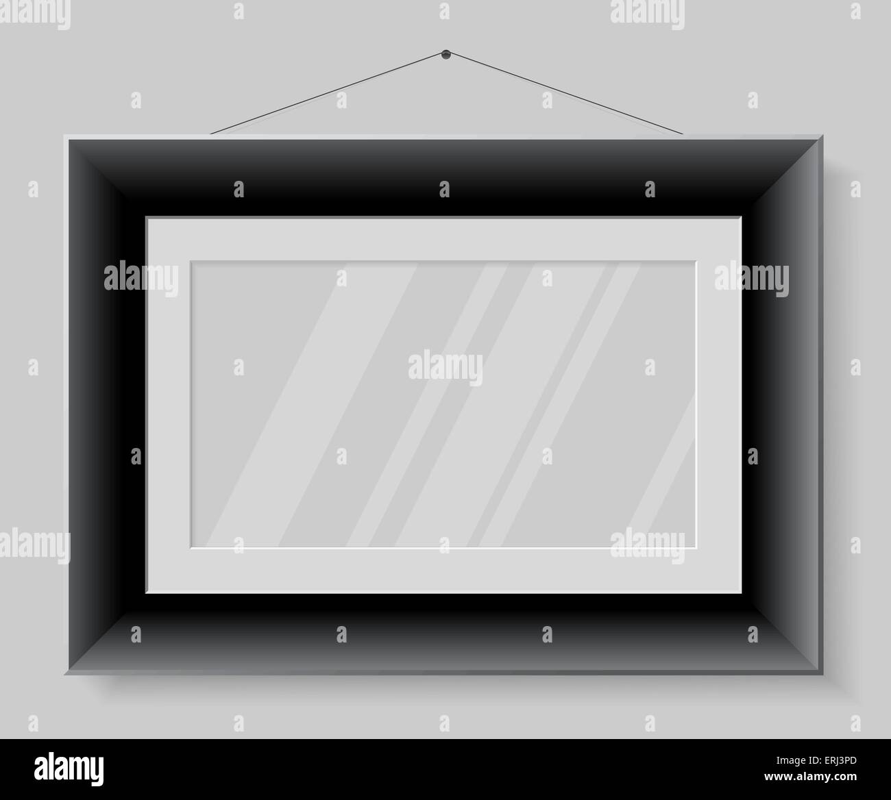 Schwarzen horizontalen Rahmen mit Glas isoliert auf grauem Hintergrund. Vektor-Illustration. Stock Vektor