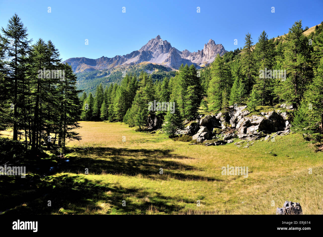 Malerische Berglandschaft des Vallée De La Clarée, Französische Alpen, Wildnis Stockfoto