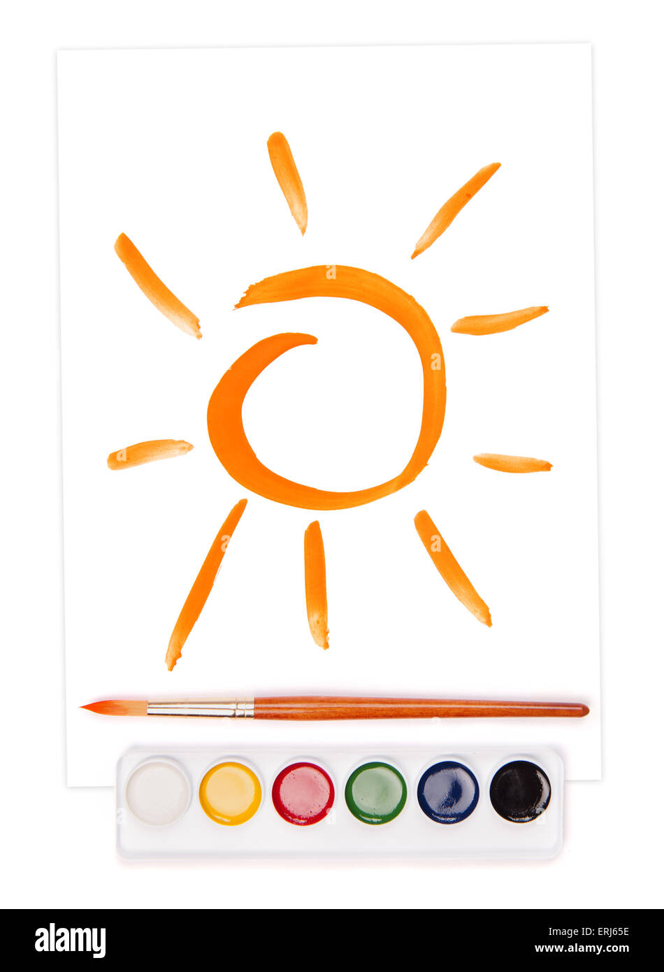 gemalte Sonne und Aquarell-set Stockfoto