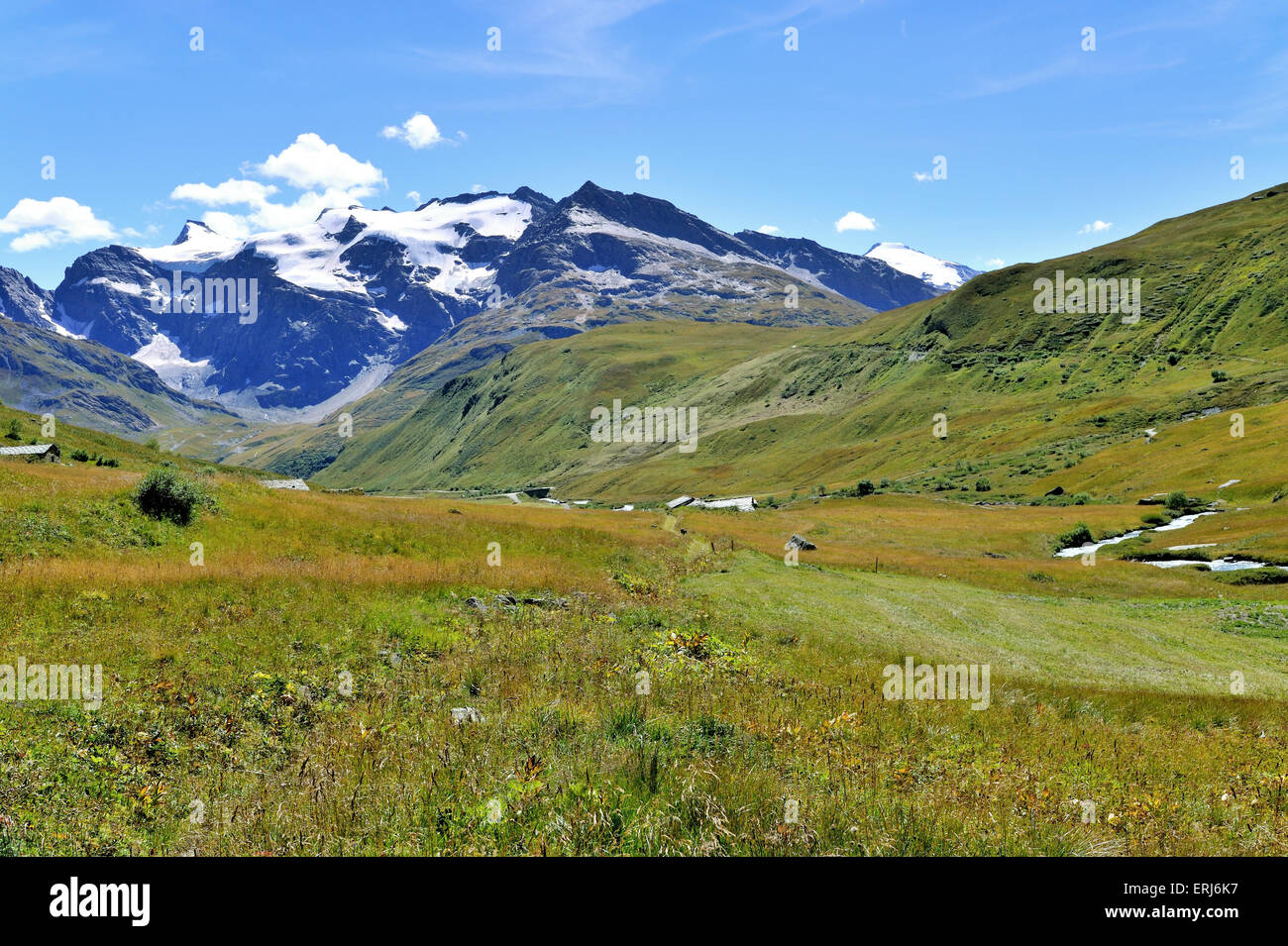 Tal La Lenta, Landschaft des Nationalparks Vanoise, mit Bergen von Albaron, Französische Alpen, Frankreich Stockfoto