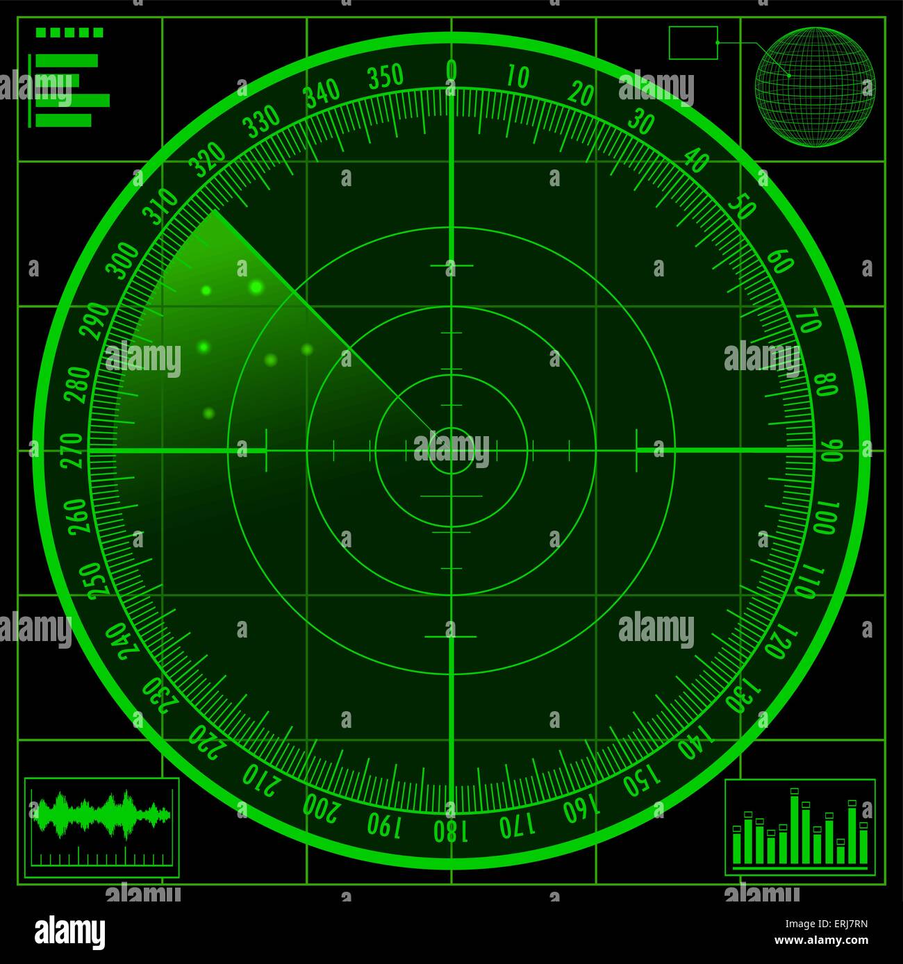 Grün-Radar-Bildschirm Vektor Stock Vektor