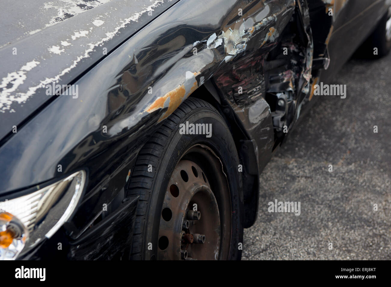 Seite geklaut am Rad gut Unfall Auto Stockfoto