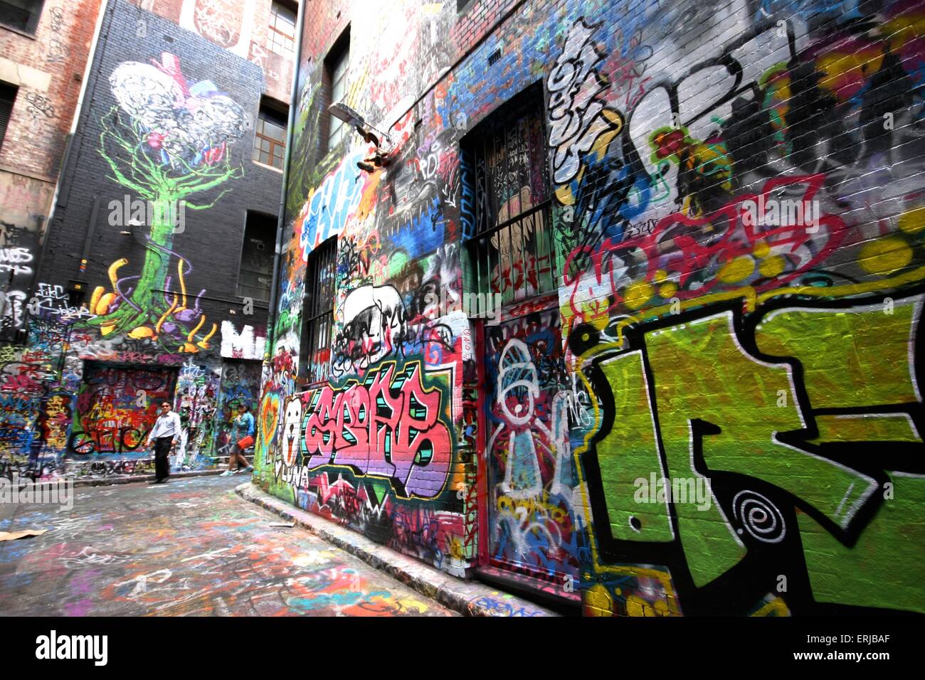 Graffiti-Bahnen, Melbourne Australien Stockfoto