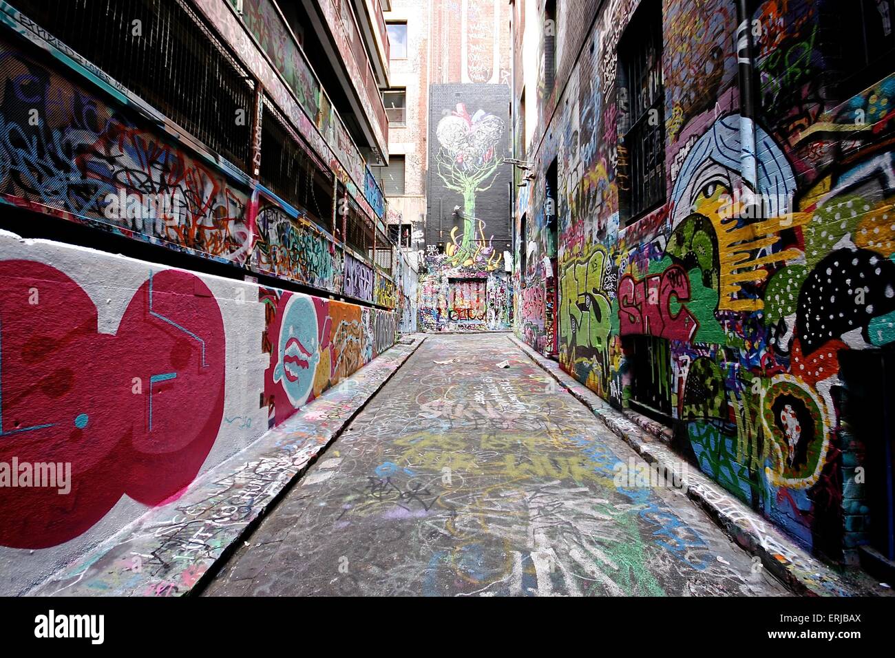 Graffiti-Bahnen, Melbourne Australien Stockfoto