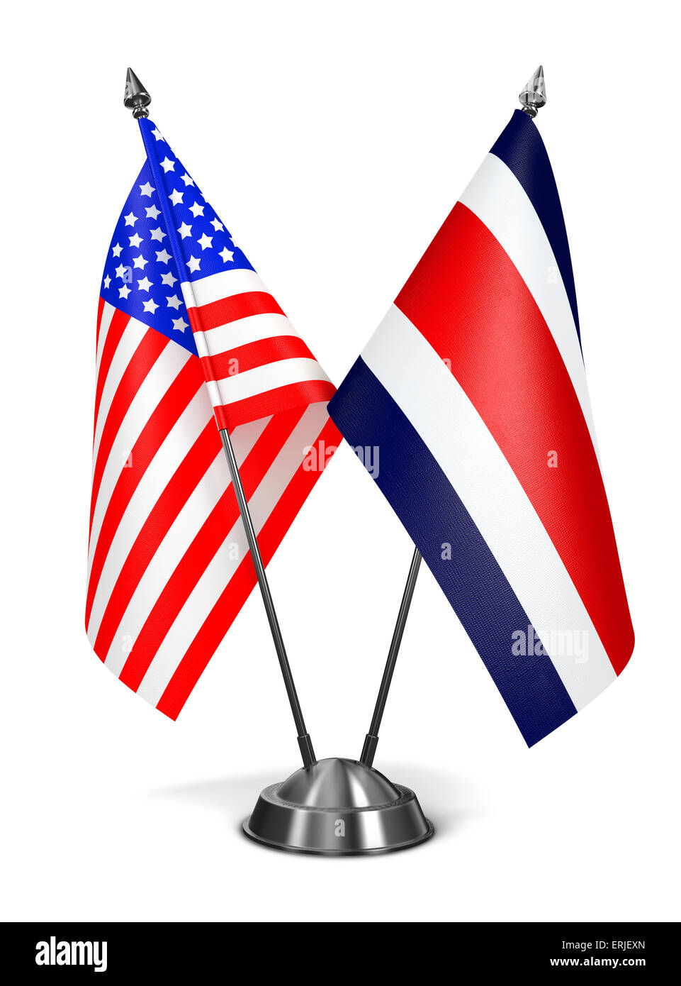 USA und Costa Rica - Miniatur-Flags. Stockfoto