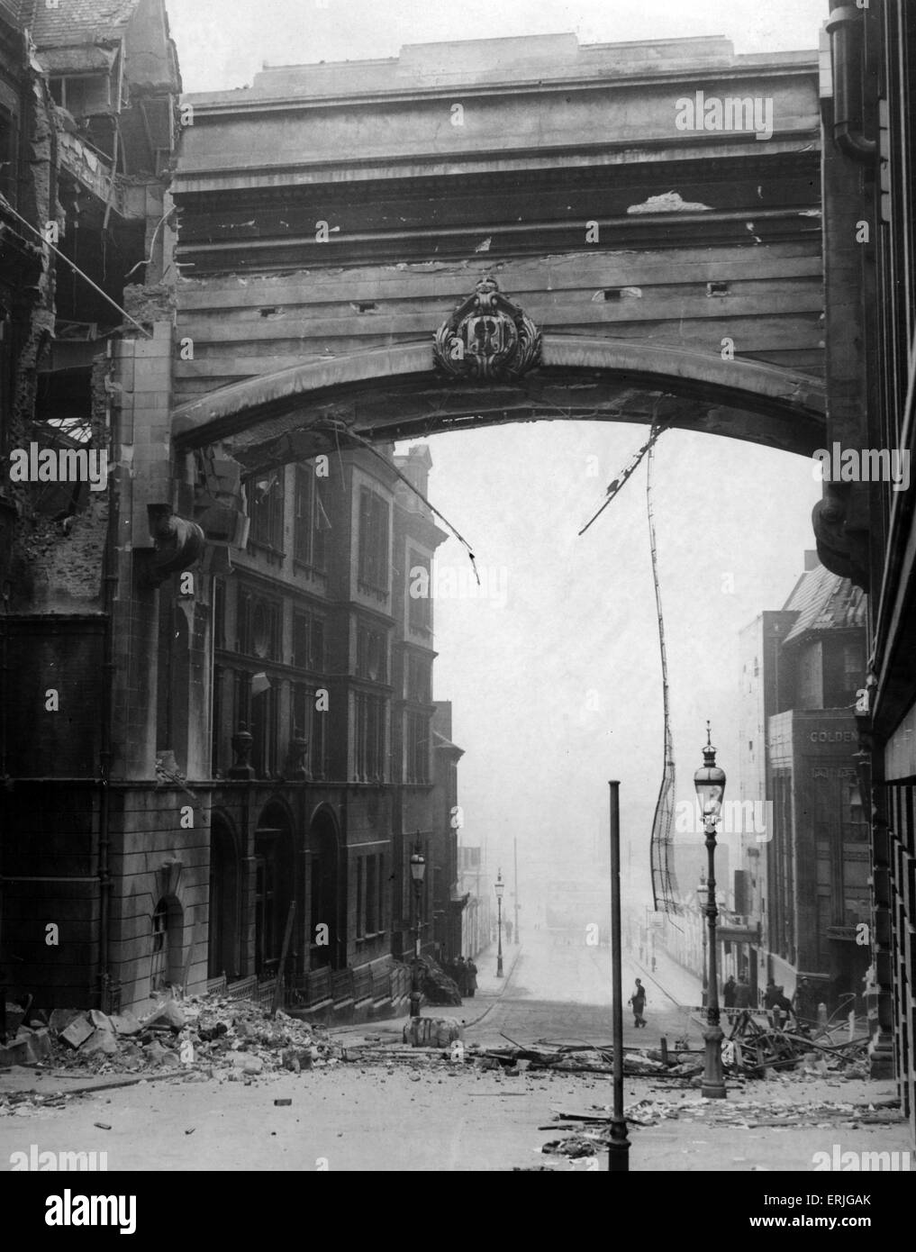 Zweiter Weltkrieg Luftangriffe, Birmingham, GPO Brücke, ca. November 1940. Stockfoto