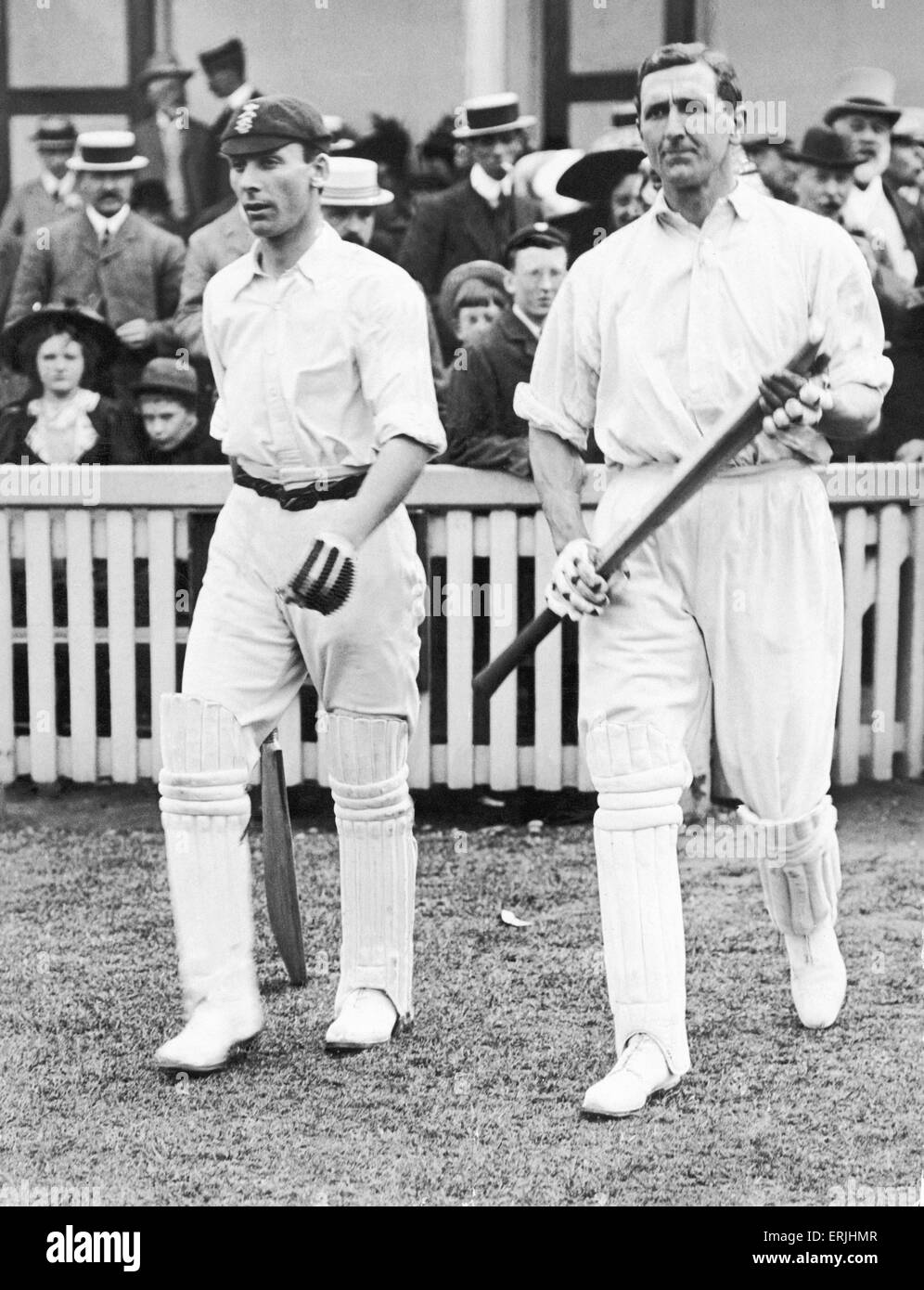 Australische Cricket-Tour von England für die Asche. England V Australien erste Testspiel bei Edgbaston. CB-Braten mit Jack Hobbs.  31. Mai 1909. Stockfoto