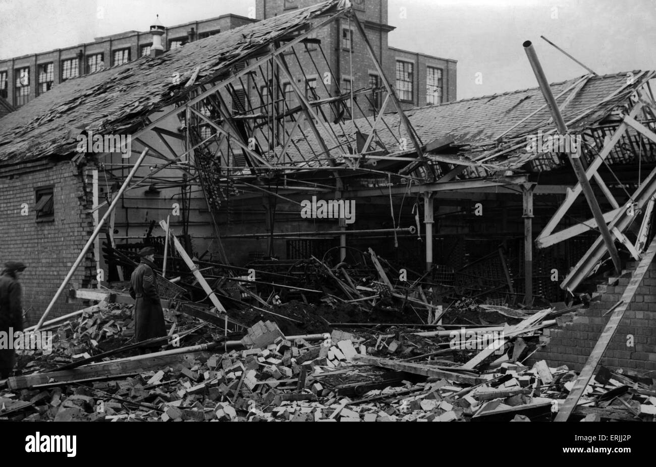 Zweiter Weltkrieg Luftangriffe, Birmingham, 9. April 1940. Schäden Sie in der Stadt West Midlands nach gestern Abend Raid. Stockfoto