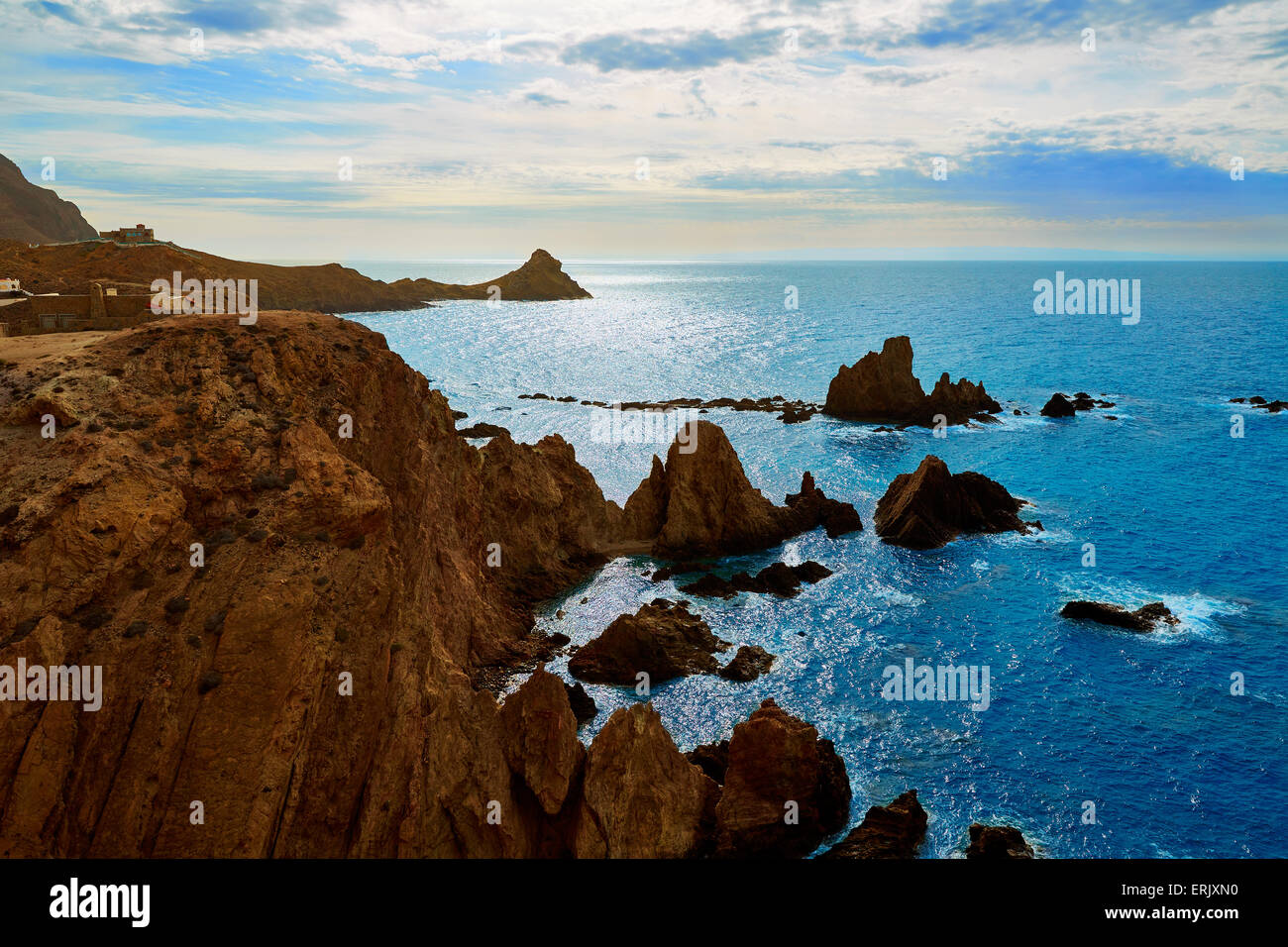 Cabo de Gata in Almeria Las Sirenas zeigen Felsen im Mittelmeer von Spanien Stockfoto