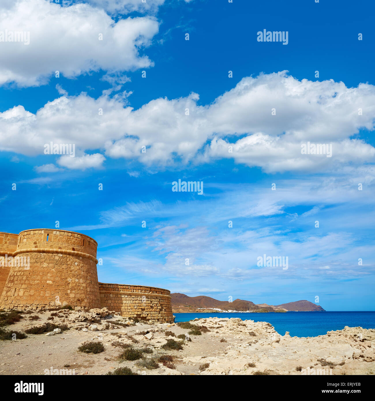 Cabo de Gata in Almeria Festung Los Escullos Strand von Spanien Stockfoto
