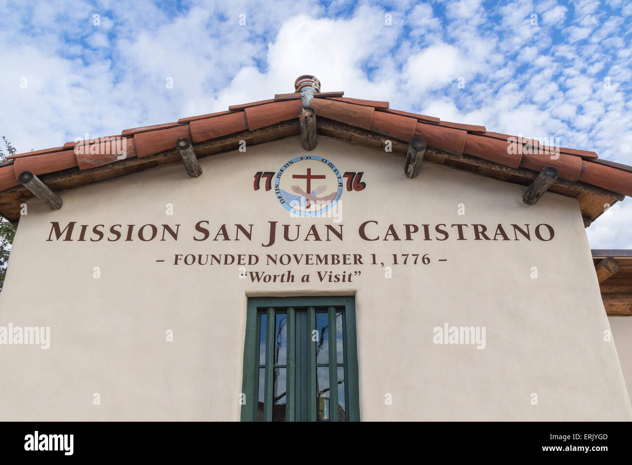 "Mission San Juan Capistrano" mit Ruinen, Museum und Rehabilitation im Gange. Stockfoto
