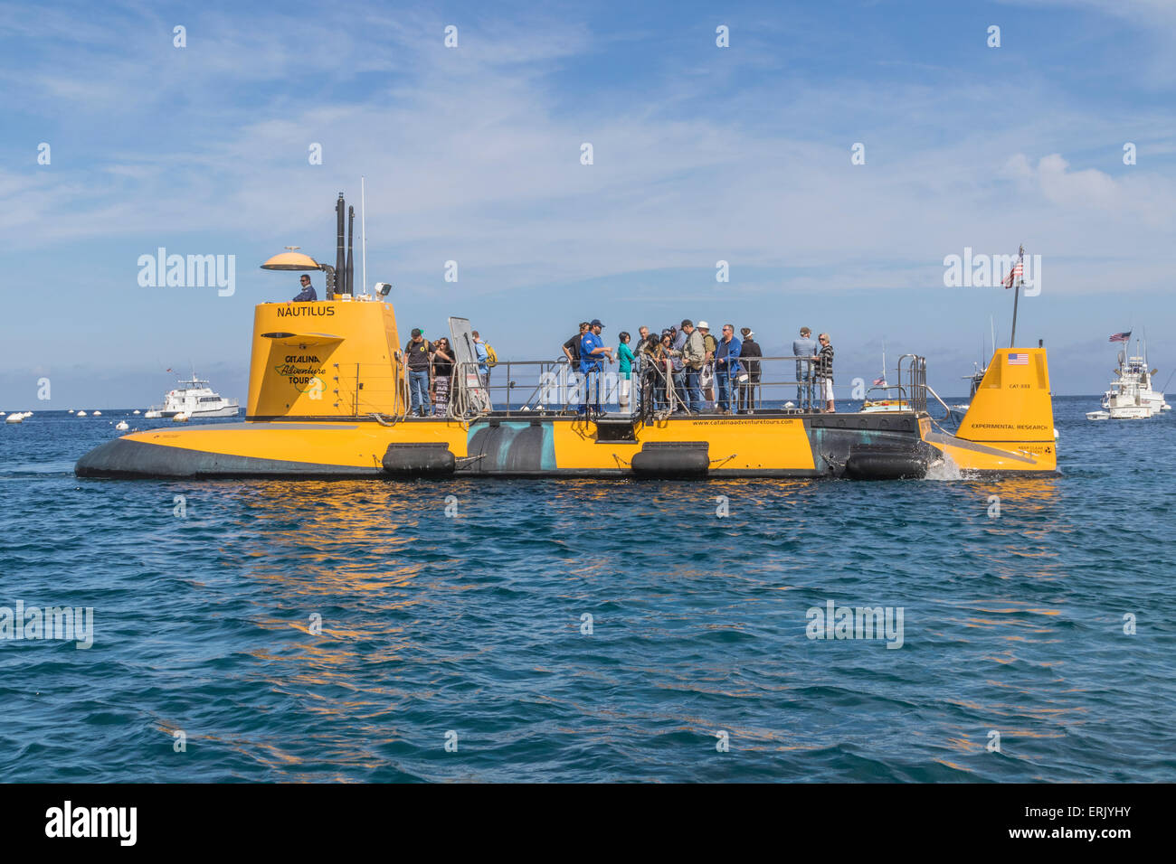 Nautilus Submarine Adventures Tours Boot im Avalon Hafen auf Catalina Island, Kalifornien. Stockfoto