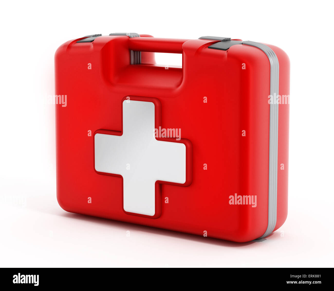 Erste Hilfe Set isoliert auf weißem Hintergrund. Stockfoto