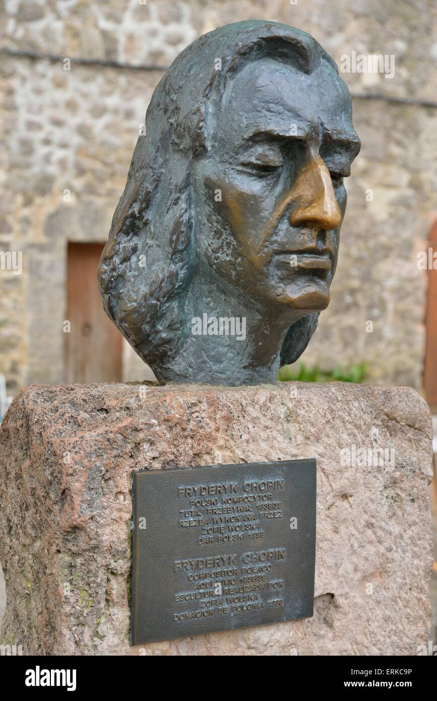 Büste des polnischen Komponisten Frédéric Chopin, Valldemossa, Mallorca, Balearen, Spanien Stockfoto
