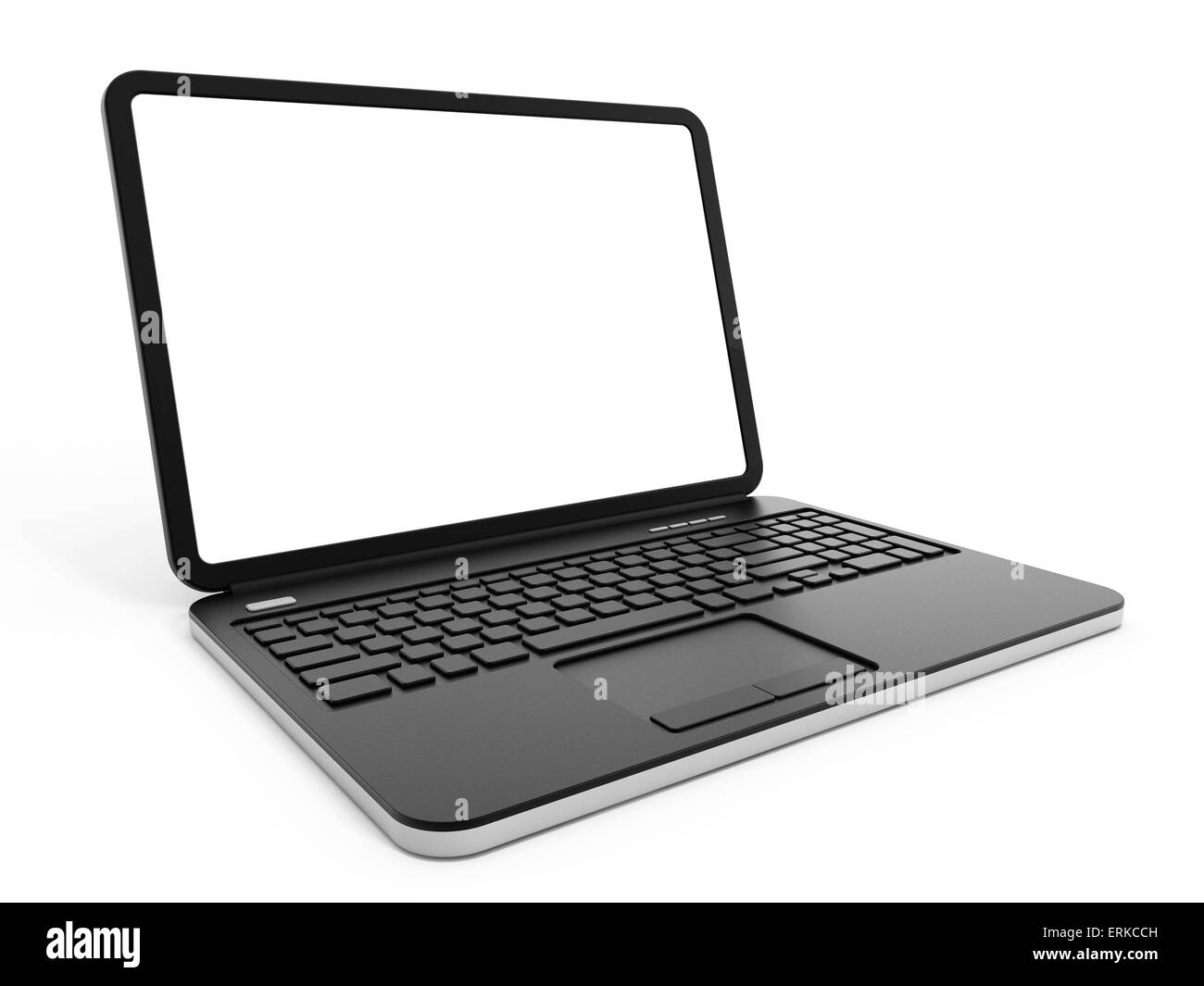 Laptop-Computer mit unbelegten Schirm isoliert auf weißem Hintergrund. Stockfoto