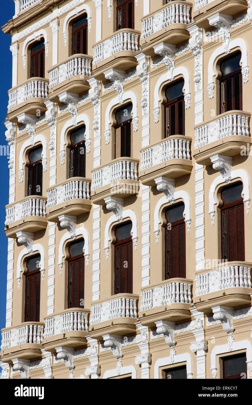 Restaurierten historischen Gebäudefassade, Havanna, Kuba Stockfoto
