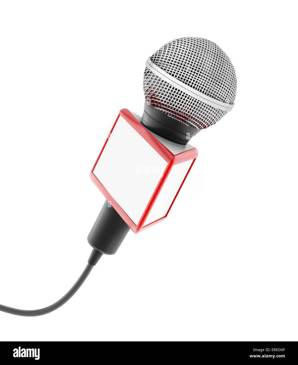 News-Mikrofon isoliert auf weißem Hintergrund. Stockfoto