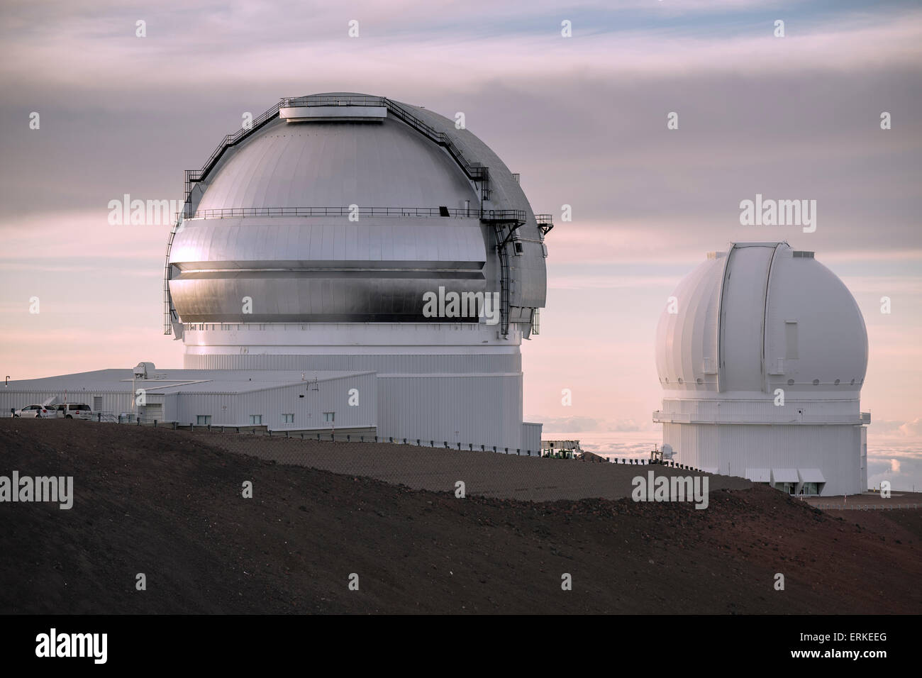 Mauna Kea Gemini Observatory, University of Hawaii, Dämmerung, Big Island, Hawaii, USA Stockfoto